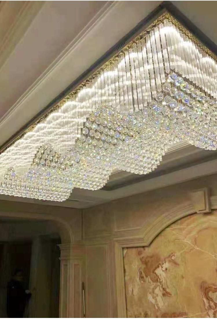 Professional Factory Banquet Hall Villa Department Large Luxury Glass LED Chandelier Ceiling Lamp