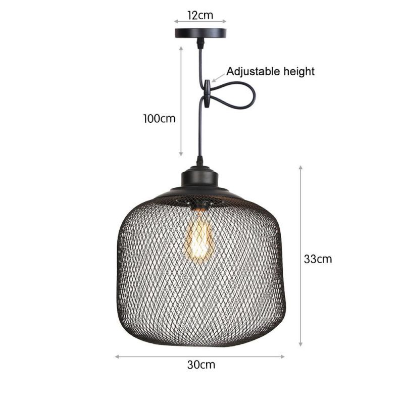 Nordic Industrial Modern Decoration Retro Hanging Pendant Light Black Iron Cage Pendant Lamp