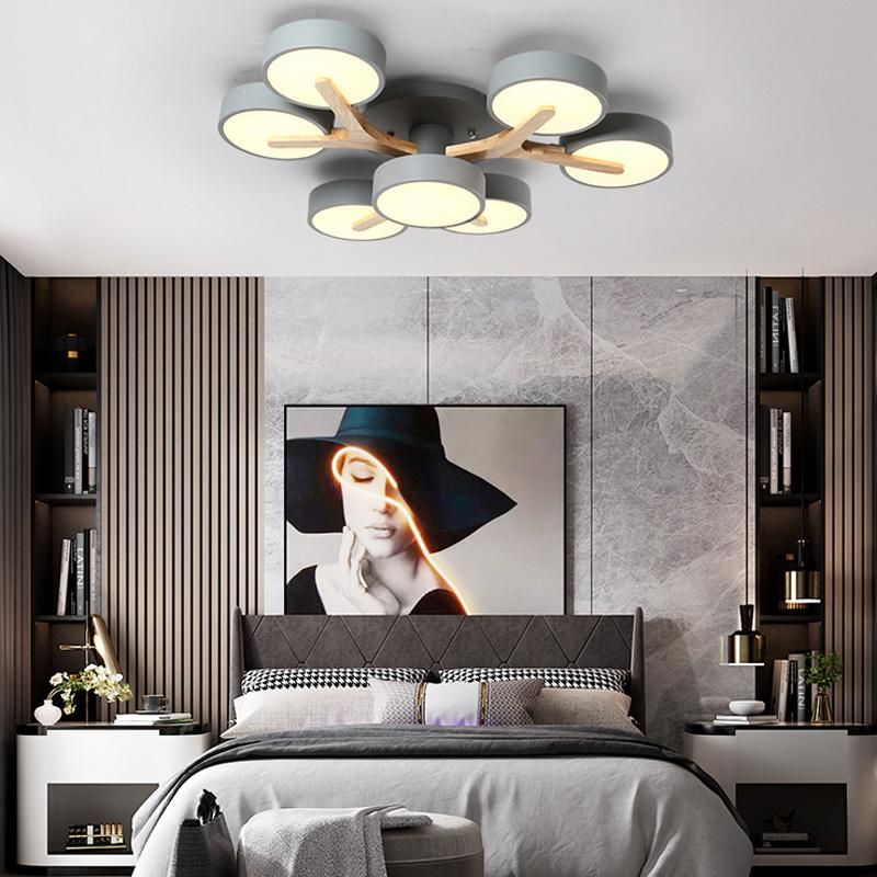 Wood Modern Ceiling Light Simple Livingroom Lamp Creative Study Light LED