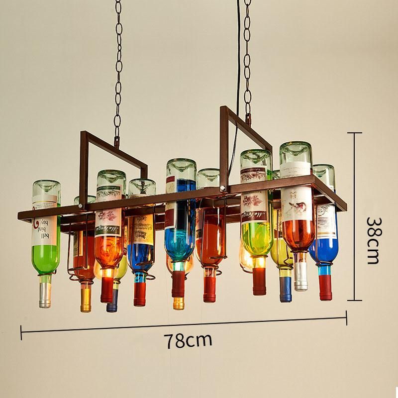 Industrial Pendant Light Art Decoration Iron Glass Wine Bottle Chandelier Pendant Lamp Hanging Kitchen Light