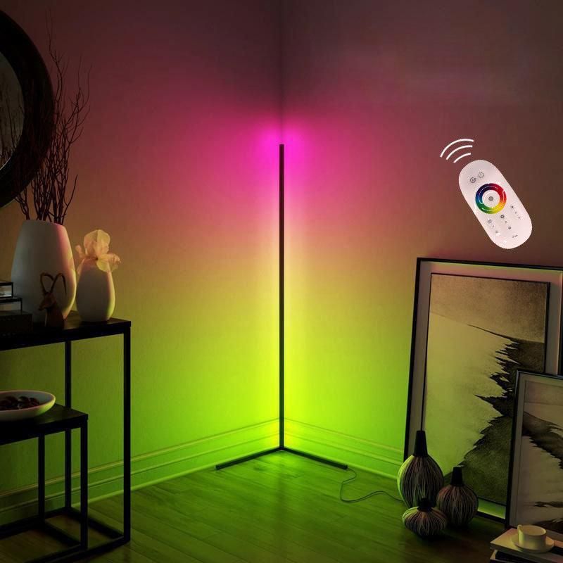 Hot Sale Modern Minimalist Style Remote Controllable RGB Color Change Triangle Standing Corner LED Floor Lamp