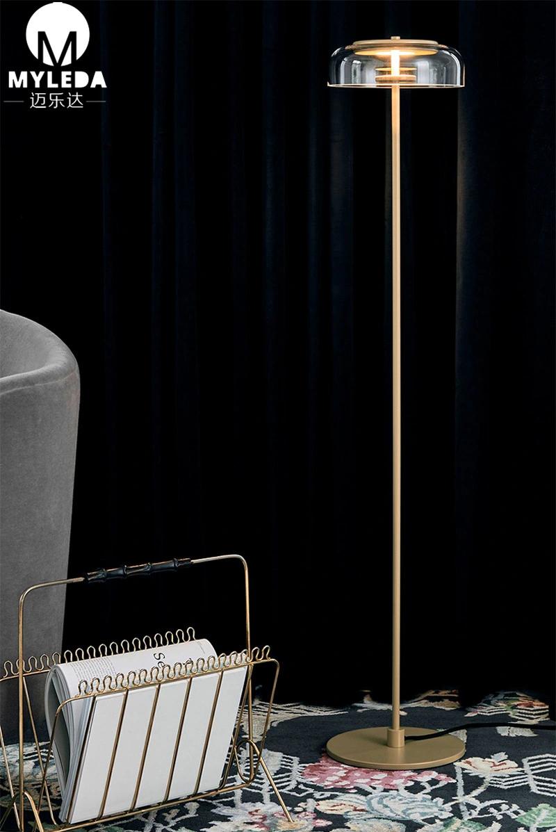 Morden Brass Clear Glass Shade Standing Reading Floor Lamp