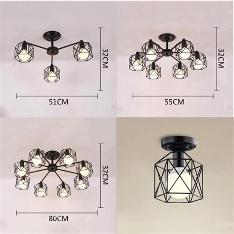 American Iron Chandelier Cage Kitchen Bedroom Living Room Home Decor Black Chandelier Lighting (WH-VP-64)