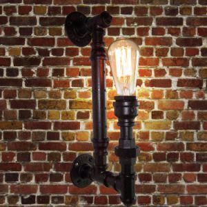 E27 Retro Black Rusty Plumbing Wall Lamp for Restaurant