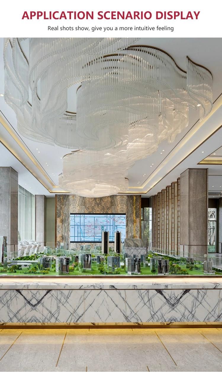 White Luxury Modern Stair Hotel Banquet Hall Large Glass Project Custom Chandelier
