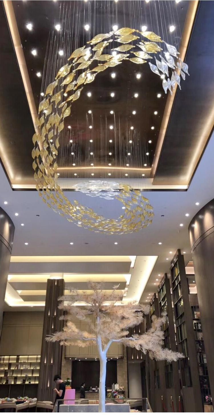 New Arrival Stair Villa Commercial Large Luxury Glass Non-Standard LED Chandelier Lamp