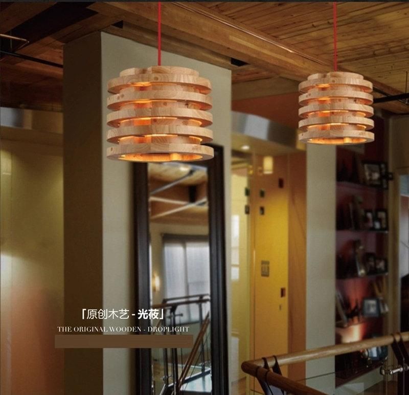 Creative Wood Pendant Light Indoor Dining Room Foyer Home Adornment Pendant Light (WH-WP-44)