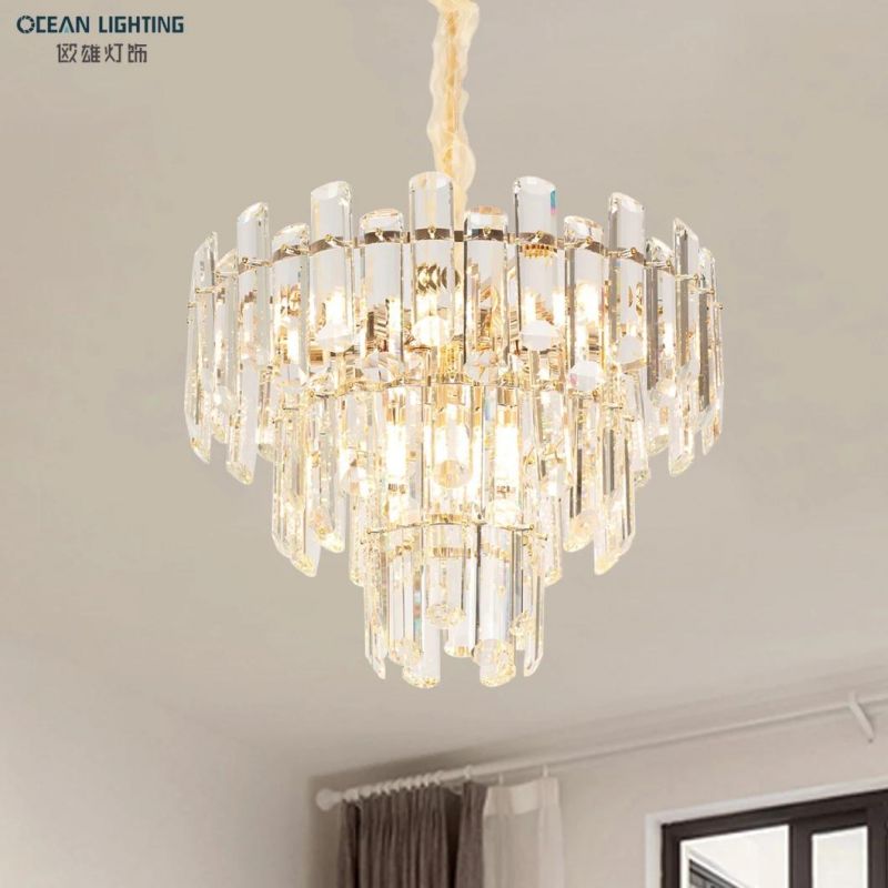 Round Crystal Chandeliers Modern Hanging Light Pendant Lamp Ceiling Chandelier