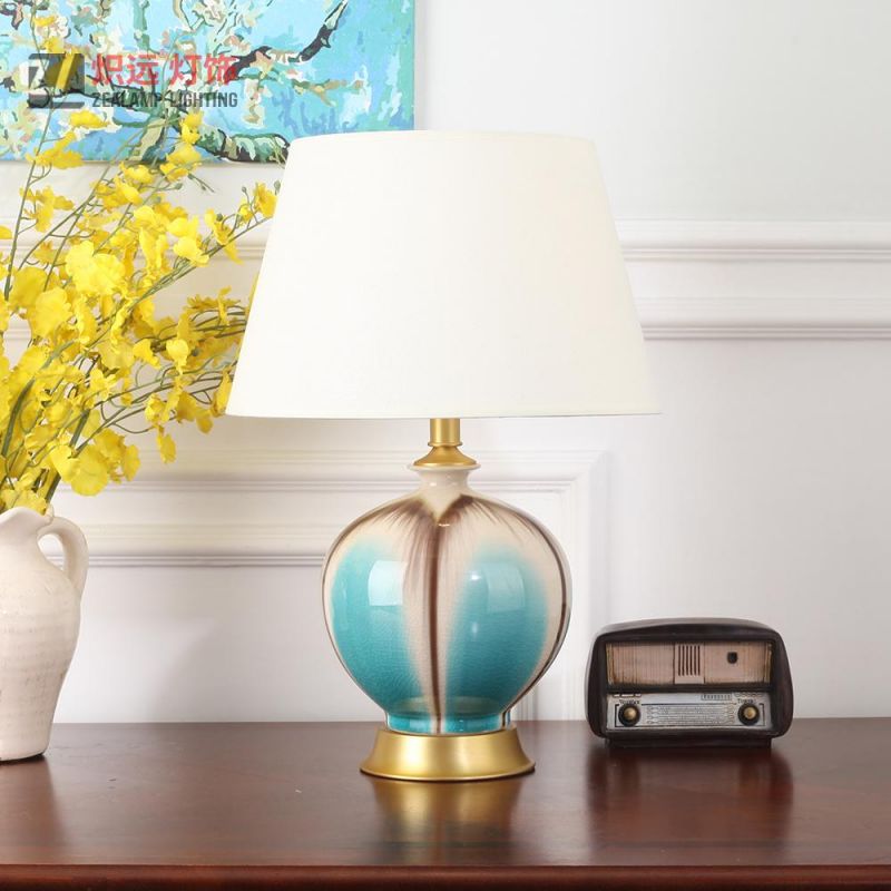 Hotel Copper Base Desk Lighting Gradually Changing Color Table Lamp