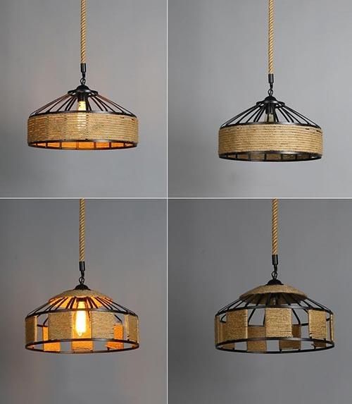 Indoor Lighting Pendant with Hemp Rope Lamp Pendant Lighting for Kitchen Island