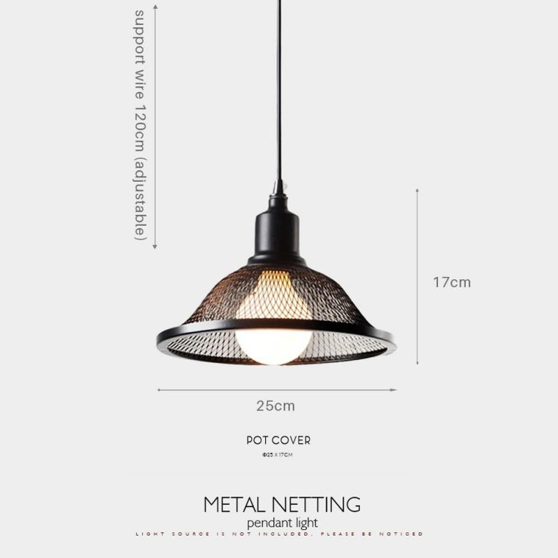 Modern Black Metal Mesh Wire Ceiling Retro Pendant Light Modern Chandelier, Pendant Light LED