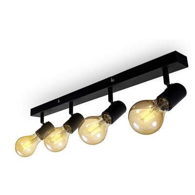 Modern Minimalist Black Iron Four-Head Adjustable Decorative LED Ceiling Lamp