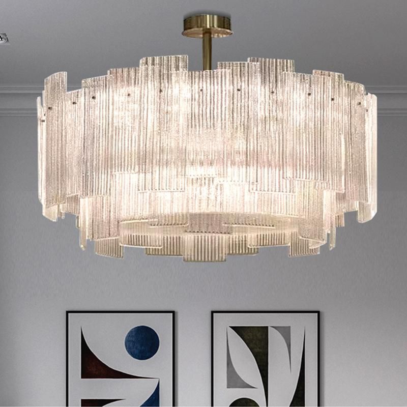 White Lampshade Crystal Chandelier Living Room Pendant Lamp High Quality Lamp