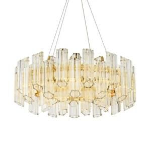 Indoor Decoration European Project Hotel LED Crystal Glass Tube Chandelier Lamp for Villa Lighting