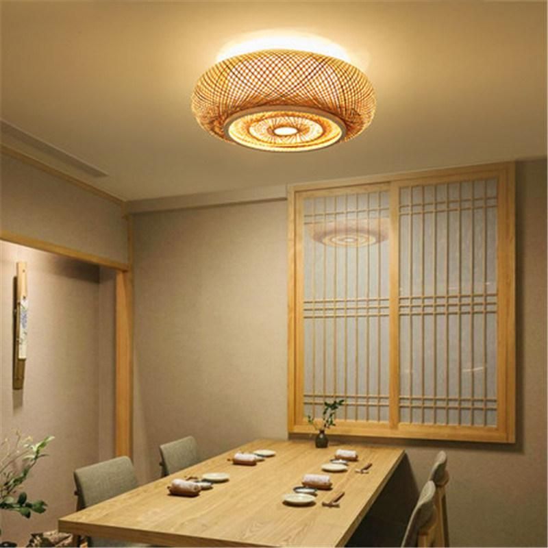 Hand-Woven Bamboo Wicker Rattan Round Lantern Shade Ceiling Light (WH-WA-37)