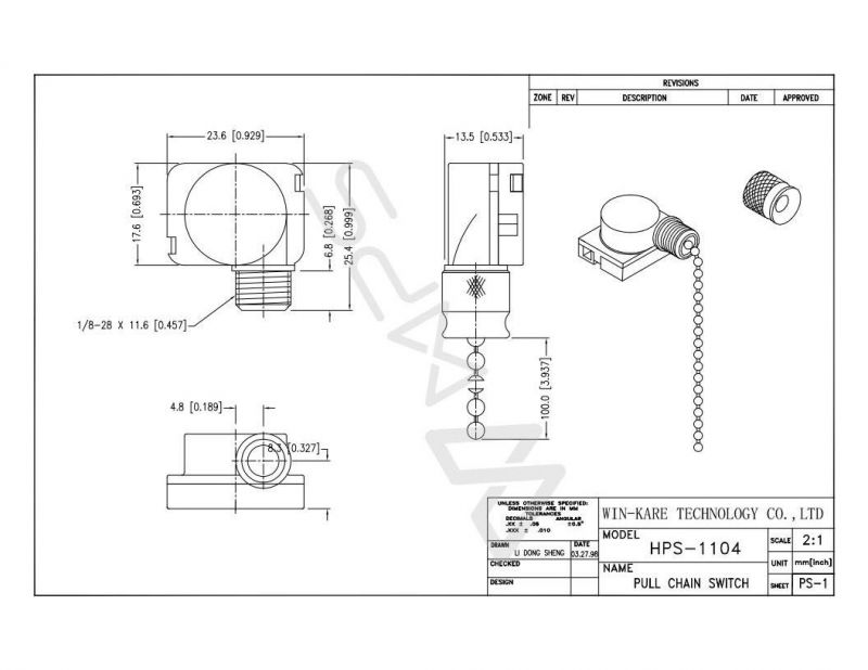 Pull Chain Switch Using in Ceiling and Wall Lamp Dimming