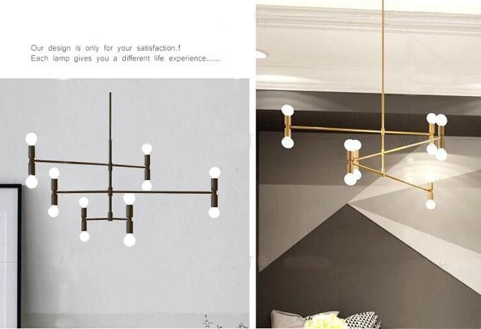 Modern Decorative Living Room Gold Hanging Pendant Light, Able to Rotate 180 Degree