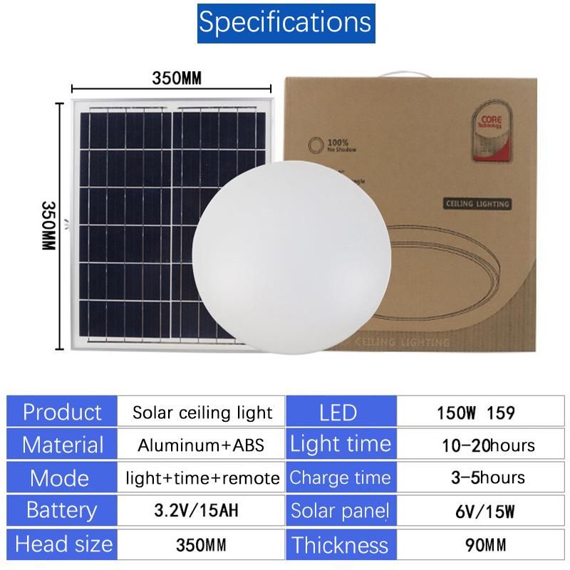 Bright Solar Indoor Outdoor Lamp 80W Energy Saving Lights Garden Yard Balcony Home Use Remote Control Flood Canopy Highbay Lightings LED Ceiling Light