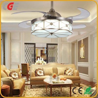 Decorative European Brass Material Ceiling Fan with LED Light