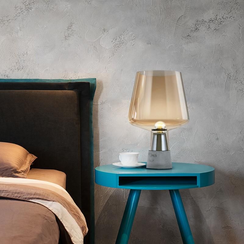 Reading Room LED Glass Mosaic Interior Hotel Decorative Cement Table Lighting Modern Glass Table Lamp for Living Room Bedroom Study Desk Light