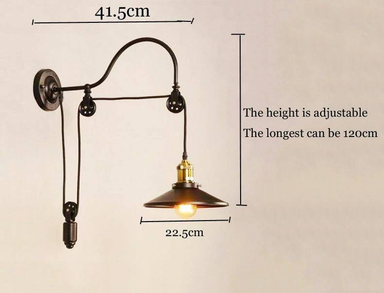 Industry Vintage Retro Loft Wall Lamp Home Goddess Adjustable Iron Pulley Light (WH-VR-41)