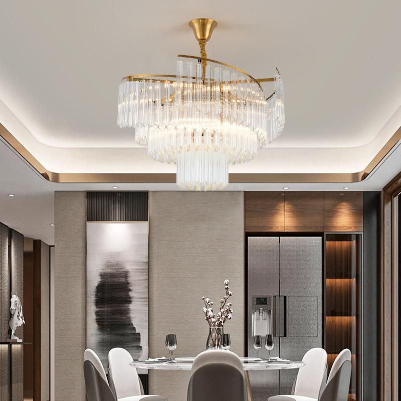 Villa Glass Rod Dining Room Chandelier Indoor Pendant Lamp Living Room