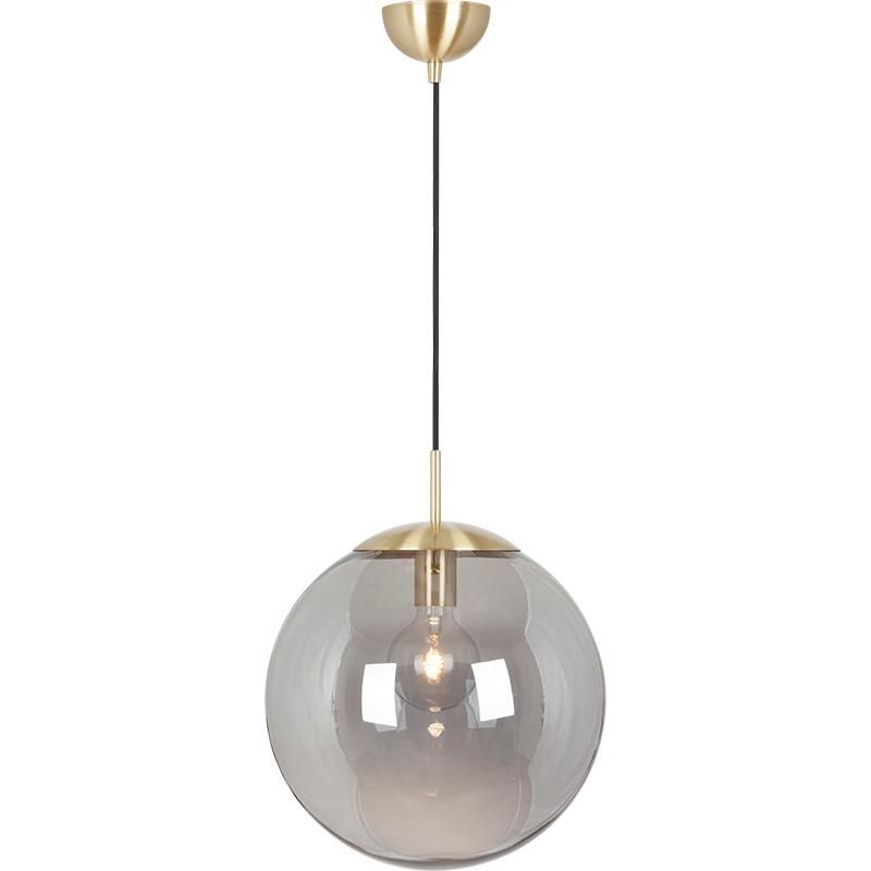 Modern Glass Pendant 1-Light Globle Pendant Light Fixtures Single Kitchen Island Hanging Light with Smoke Glass for Kitchen Island Dining Room Dia35(Matt Brass)