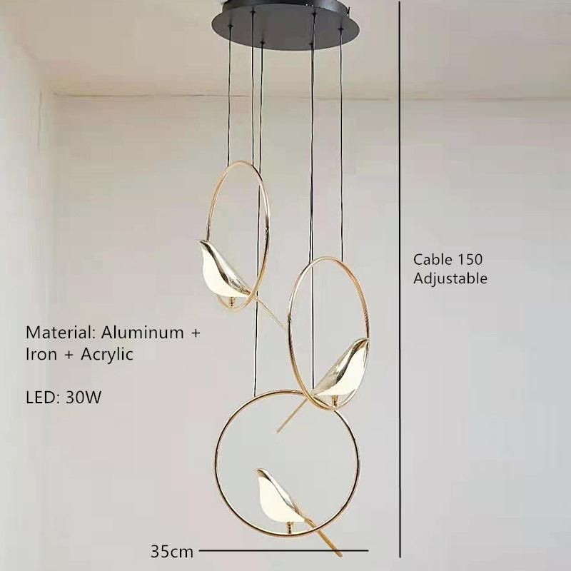 Postmodern Bird Pendant Light Loft Living Room Restaurant LED Luxury Lamp Art Gold Pendant Lamp (Wh-AP-177)