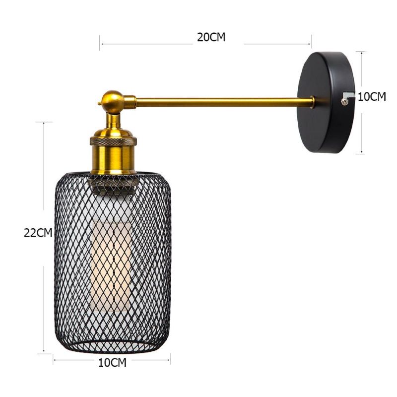 Vintage Iron Net Wall Lamp Black Metal Cage Wall Lights Bedroom Bedside Lamp (WH-VR-98)