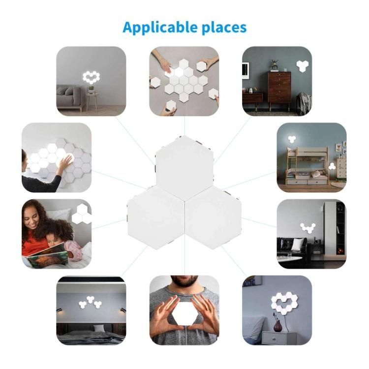 LED Night Light Suitable for Living Room, Bedrooms DIY Hexagonal Wall Lights