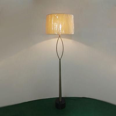 Plating Metal Body with Marble Base and Fabric Shade Floor Lamp.