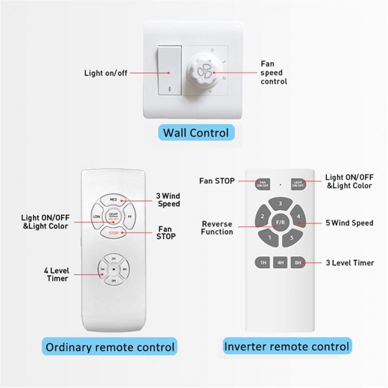 Home Appliance Timer Setting Remote Control Tri Color Changeable Chandeliers Pendant Lights with Fan
