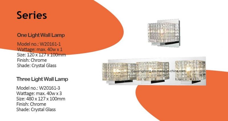 Decorative 3 Light Crystal Glass Wall Lamp for Bathroom