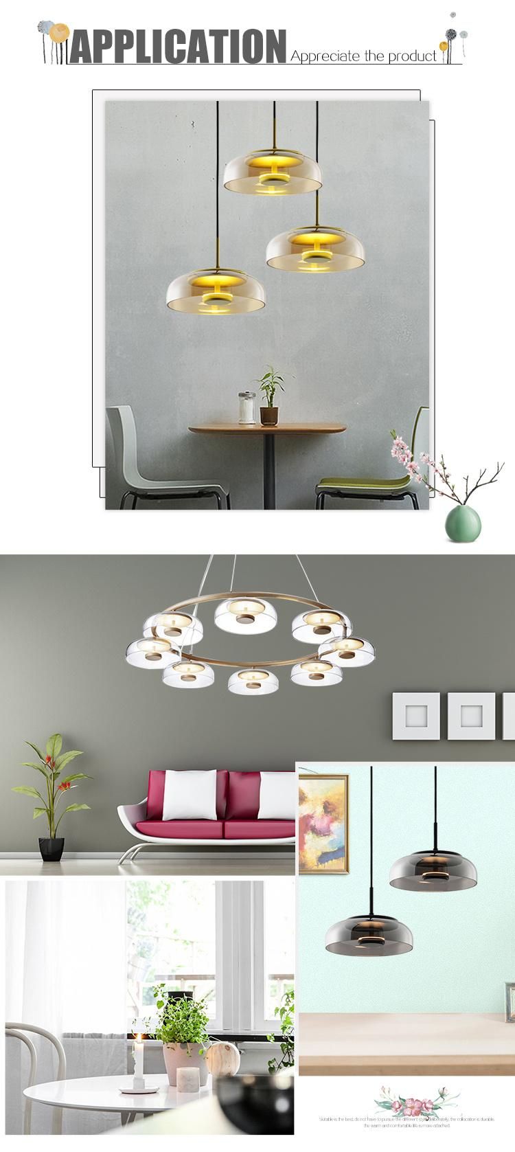 Amber Glass SMD LED 7W Small Bowl Pendant Lamp
