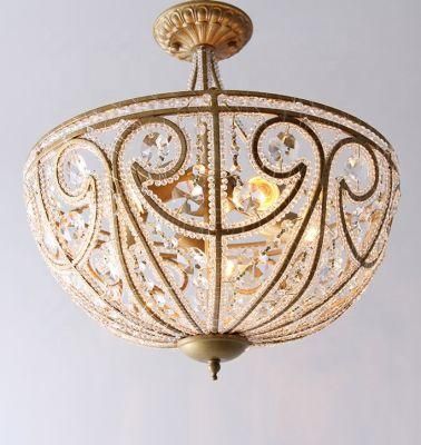 Jlc-H53 American Style Luxury Lamp crystal Semi Flush Mount Ceiling Lighting Fixture for Home Bedroom