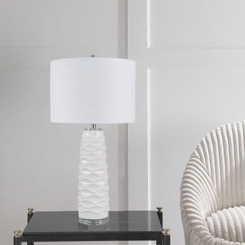 High Quality Hotel White Ceramic Crstal Base Bedside Table Lamp LED Lamp Desk Lamp for Living