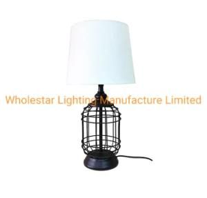 Metal Table Lamp with Linen Fabric Shade (WHT-794)