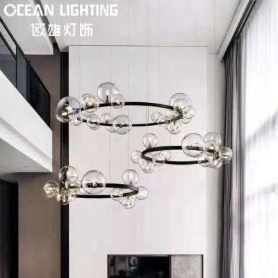 Indoor Ocean Lamp Living Room Modern Iron Black Glass G9 Bulbs Chandelier Pendant Lighting