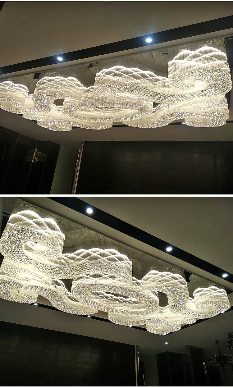 Modern Luxury Hotel Villa Club Project Custom Large Glass Stair Chandelier Ceiling Lamp