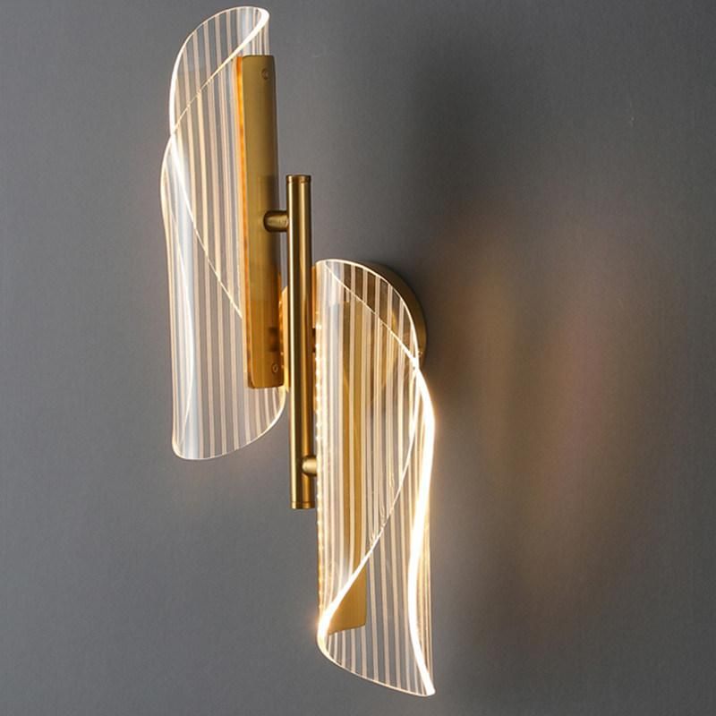 Nordic Gold Acrylic LED Wall Lamp Bedroom Bedside Aisle Post Modern Wall Lighting (WH-OR-117)