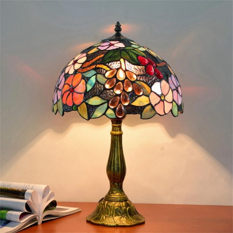 European Mediterranean Creative Blue Baroque American Retro Tiffany Stained Glass Table Lamp