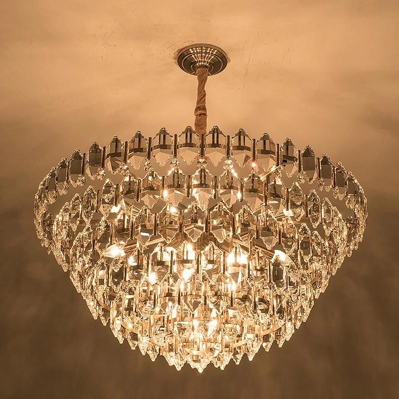 Suspension Crystal Luminaire Gold Hanging Lamp for Living Room Sitiing Room Decor (WH-AP-96)