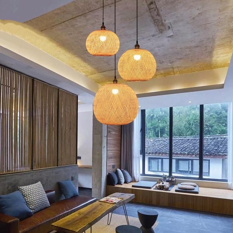 Chinese Bamboo Ball Pendant Lights Weaving Living Room Decoration Rattan Hanging Lamp (WH-WP-29)