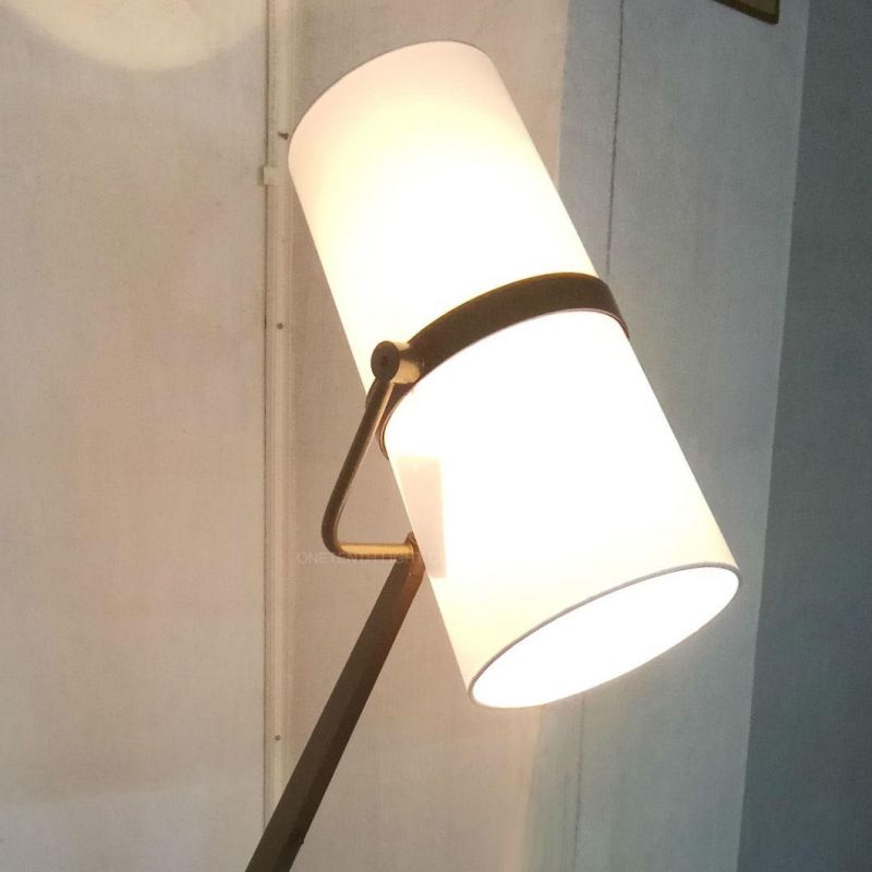 Project Residential Use White Marble Metal Knuckle and Fabric Shade Floor Lamp Adjustable