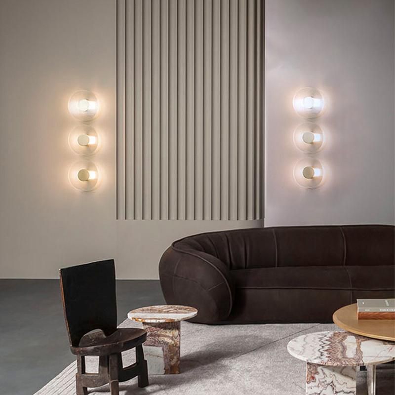 Postmodern Simple Copper Glass Wall Lamp Living Room Bedroom Art Light