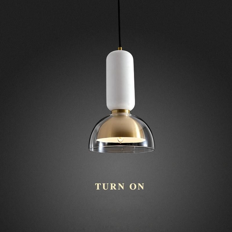 Restaurant Chandelier Modern Light Luxury Natural Marble Glass Home Bedroom Bedside Lamp