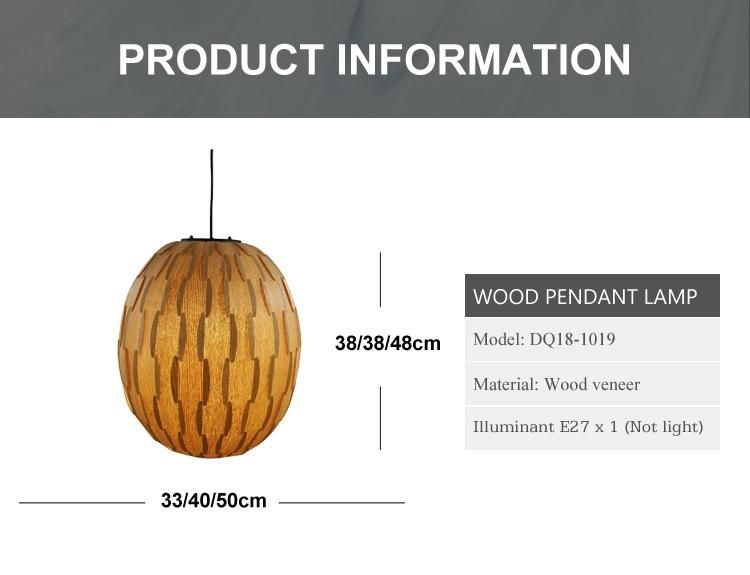 Modern Home Kitchen Decorative LED Hanging Lighting Wood Sphere Shape Pendant Light