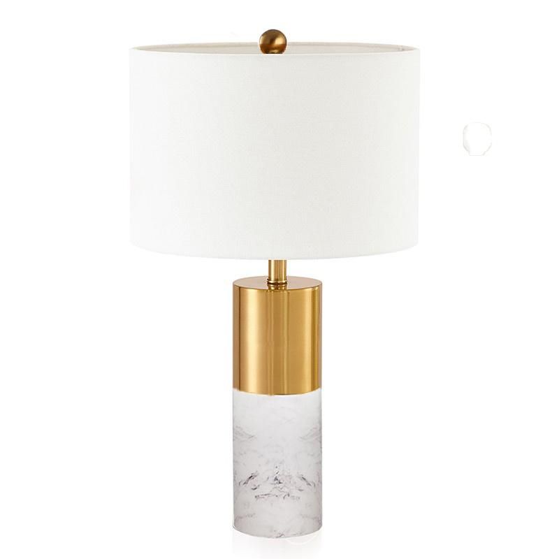 Decorative Light Luxury Creative Designer Bed Side Lamp Modern Minimalist New Contemporary Luxury White Marble Base Golden Desk Light for Hotel Table Lamp