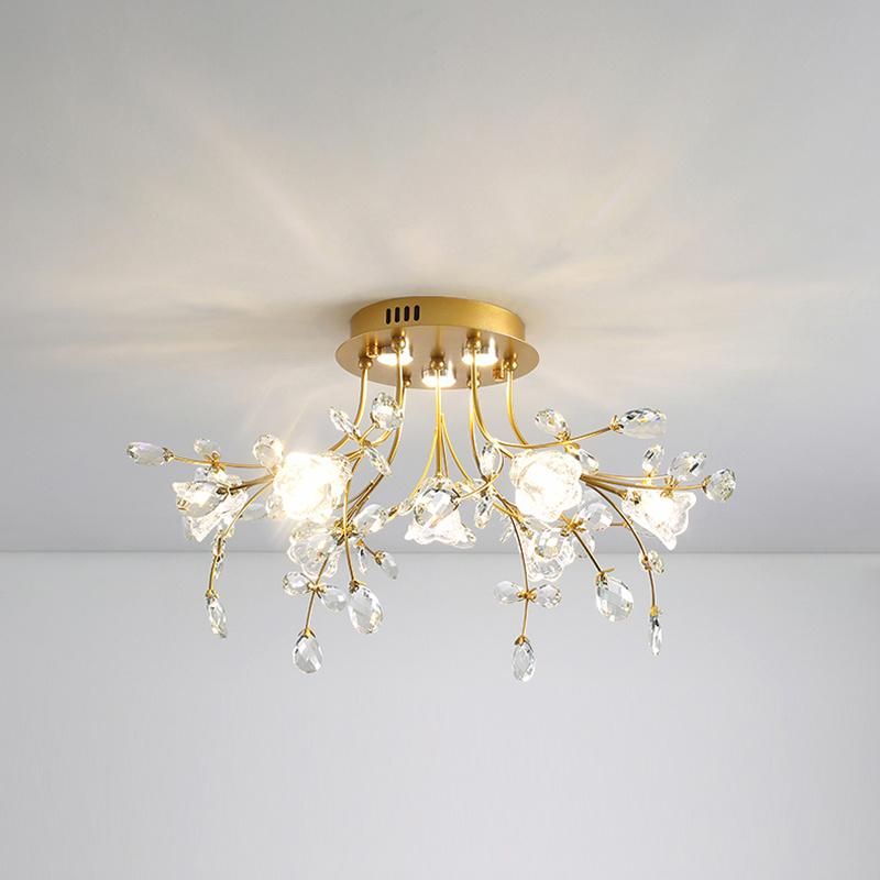 Crystal Living Room Lamp Dining Room Bedroom LED Round Lamp Simple Creative Ceiling Light