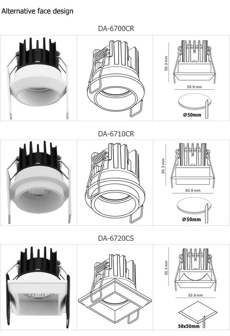Antiglare Ceiling Light Spotlight Prices Trimless COB Recessed LED Downlight